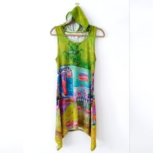 LEOMA LOVEGROVE Flamingo Hooded Sundress / Cover Up Size S